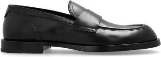 Dolce & Gabbana Blokhak Leren Loafers Amandel Teen Black Heren