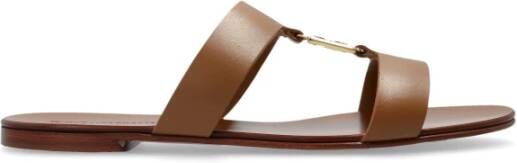 Dolce & Gabbana Leren slippers met een logo-vormige applicatie