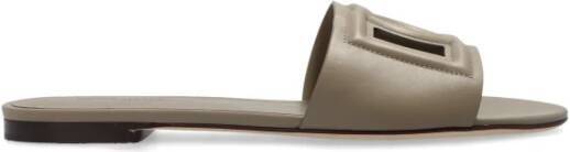 Dolce & Gabbana Taupe Grijs Platte Sandalen Gray Dames