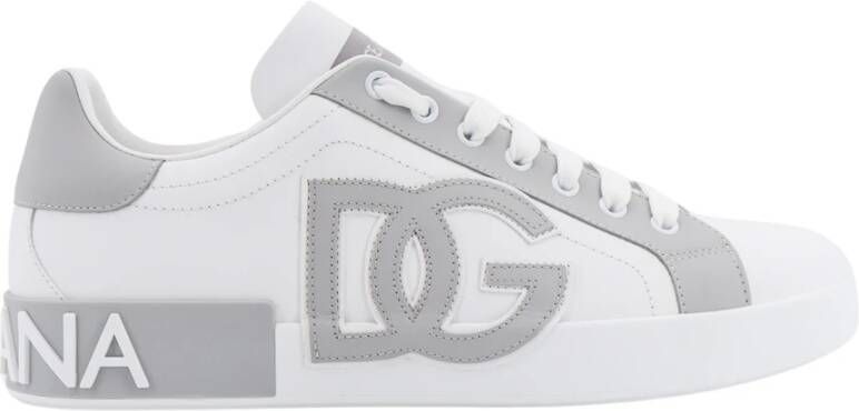 Dolce & Gabbana Leren Sneakers met Monogram Gray Heren