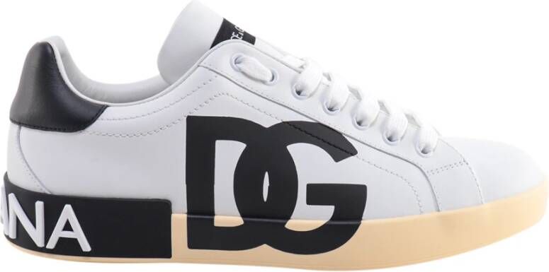Dolce & Gabbana Leren Sneakers met Monogram White Heren