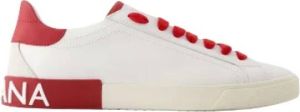 Dolce & Gabbana Leren Sneakers met Ronde Neus van Glad Lamsleer Wit Dames