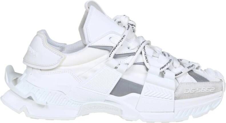 Dolce & Gabbana Leren sneakers met suède en technische stoffen inzetstukken White Heren