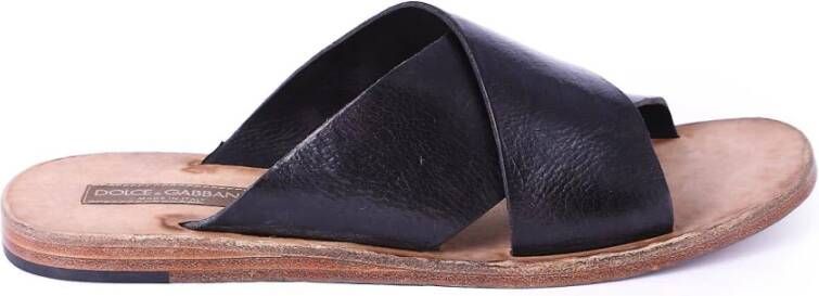 Dolce & Gabbana Leren Straps Sandalen voor Mannen Black Heren