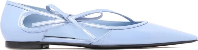 Dolce & Gabbana Blauwe Kalfsleren Slip-On Ballerina's Blue Dames