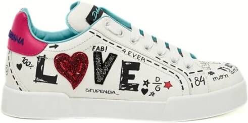 Dolce & Gabbana Liefde Graffiti Logo Sneakers Wit
