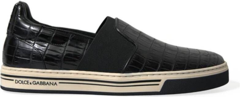 Dolce & Gabbana Luxe Krokodillenleer Lage Sneakers Black Heren