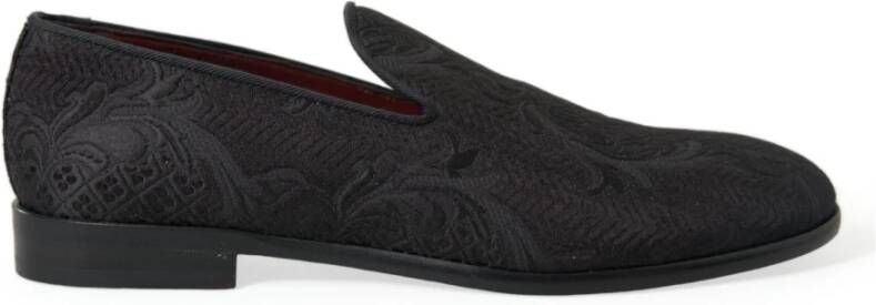 Dolce & Gabbana Zwarte Brokaat Loafer Jurkschoenen Black Heren