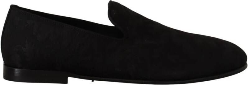 Dolce & Gabbana Zwarte Velvet Loafers Formele Schoenen Black Heren