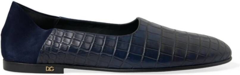 Dolce & Gabbana Blauwe Krokodillenleren Loafers Blue