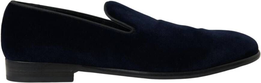 Dolce & Gabbana Blauwe Velvet Loafers Formele Schoenen Blue Heren