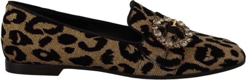 Dolce & Gabbana Luipaardprint Kristal Loafers Brown Dames