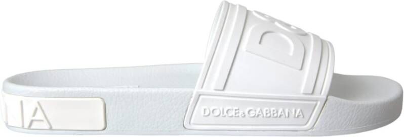 Dolce & Gabbana Witte Rubberen Beach Slides Sandalen Black Heren