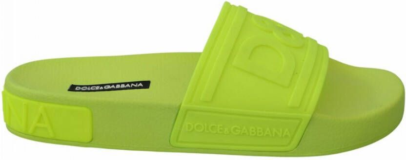 Dolce & Gabbana Logo Fluorescent Beach Slide Sandals Groen Dames