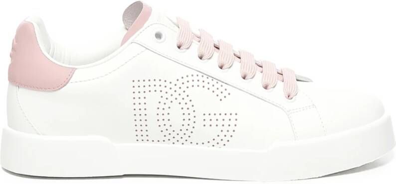 Dolce & Gabbana Logo Hiel Sneakers Wit Roze