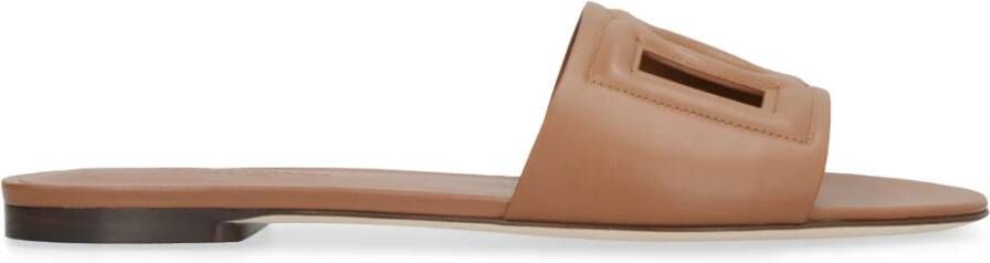 Dolce & Gabbana Calfskin slides with DG Millennials logo Bruin Dames