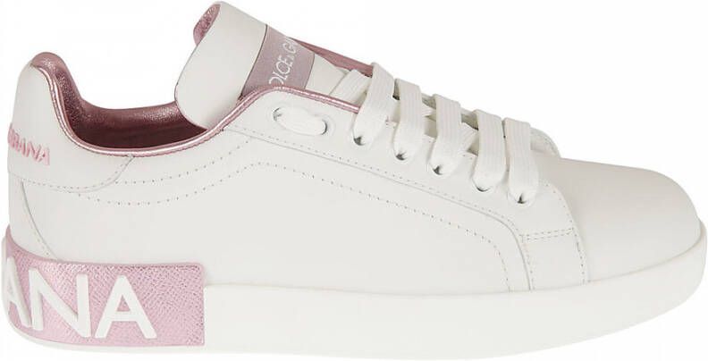 Dolce & Gabbana Calfskin Nappa Portofino Sneakers Wit Dames