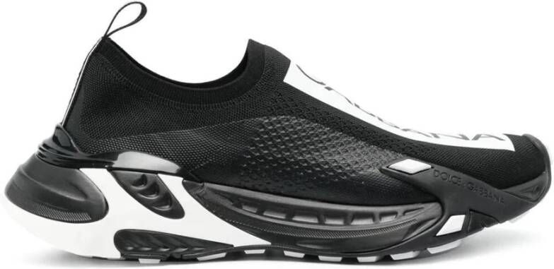 Dolce & Gabbana Zwarte Slip-On Sneakers met Ultralichte Zool en Stretch Mesh Design Black Dames