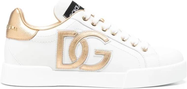 Dolce & Gabbana Portofino sneaker van kalfsleer met lamsleren details en logo - Foto 4