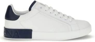 Dolce & Gabbana Logo Streep Leren Sneakers met Hiel Detail
