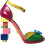 Dolce & Gabbana Logo Versierde Leren Hakken Sandalen Multicolor Dames - Thumbnail 1