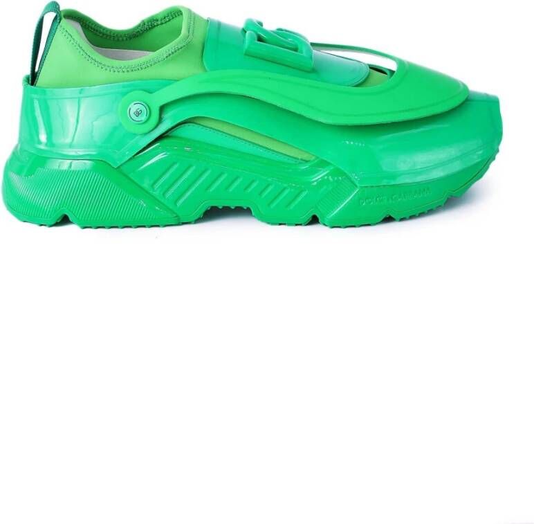 Dolce & Gabbana Low Top Lycra Paint Sneakers Green Heren