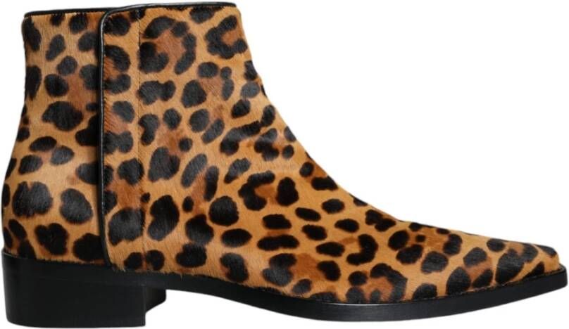 Dolce & Gabbana Luipaard Kalf Bont Enkellaars Schoenen
