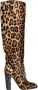 Dolce & Gabbana Luipaard Kniehoge Laarzen Beige Zwart - Thumbnail 1