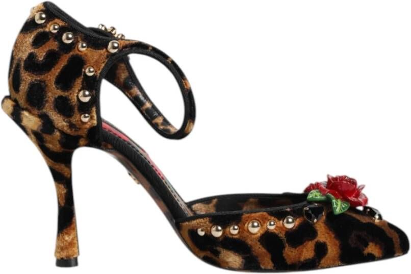 Dolce & Gabbana Luipaard Bloemen Mary Janes Pumps Schoenen Brown Dames