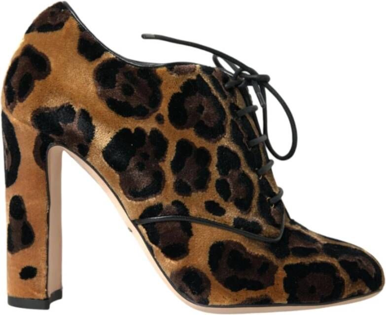 Dolce & Gabbana Luipaard Veterschoenen Enkellaarsjes Bruin Brown Dames
