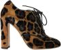 Dolce & Gabbana Luipaard Veterschoenen Enkellaarsjes Bruin Brown Dames - Thumbnail 1