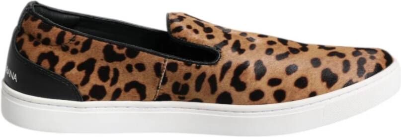 Dolce & Gabbana Luipaard Loafer Sneakers Bruin Kalfsleer Bont