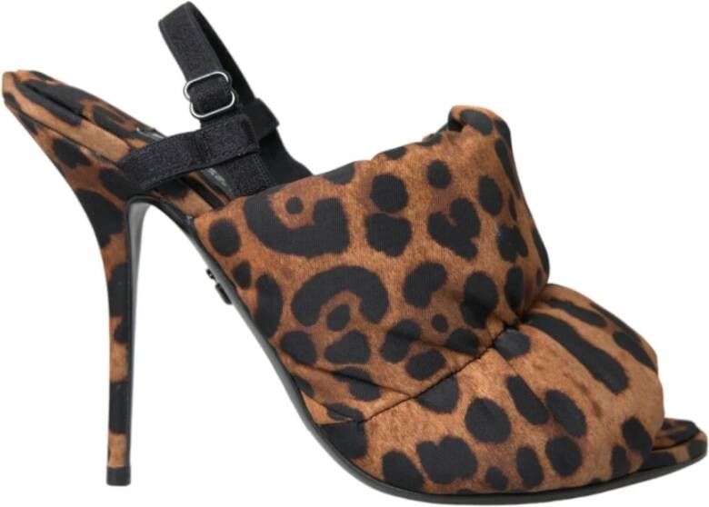 Dolce & Gabbana Luipaard Slingback Heels Sandalen Schoenen Brown Dames