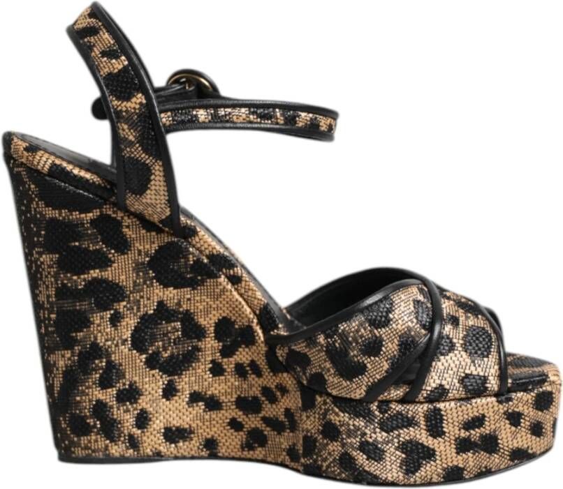 Dolce & Gabbana Luipaard Wig Enkelband Sandalen