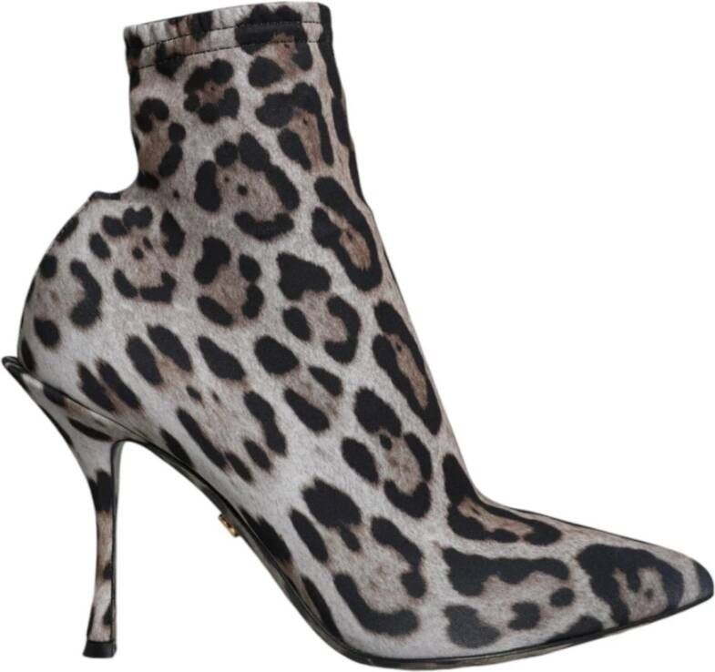 Dolce & Gabbana Luipaardpatroon Enkellaarzen Leren Zool
