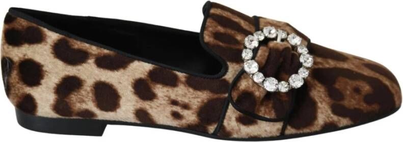 Dolce & Gabbana Luipaardprint Kristal Loafers Brown Dames