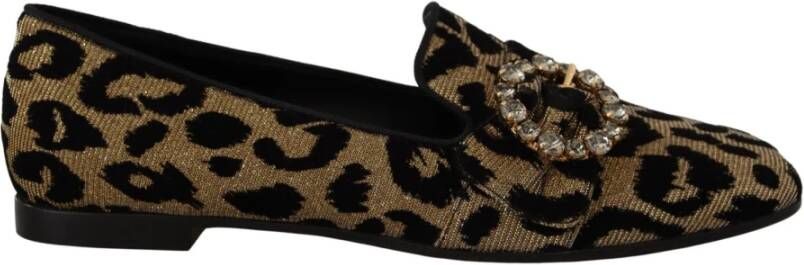 Dolce & Gabbana Luipaardprint Kristal Loafers Brown Dames