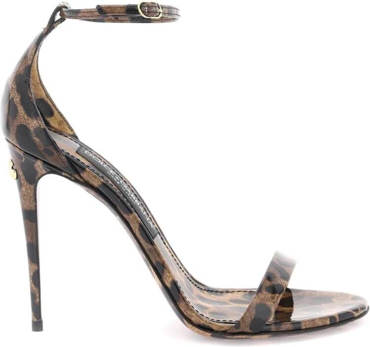 Dolce & Gabbana Luipaardprint Leren Sandalen Brown Dames