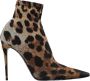 Dolce & Gabbana Leopard-Print Stretch Fabric Boot Brown Dames - Thumbnail 11