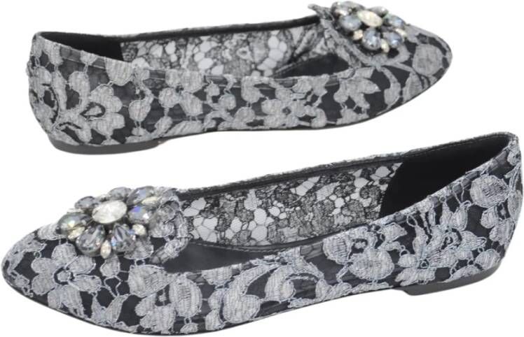 Dolce & Gabbana Lurex Juweel Ballet Flats Gray Dames