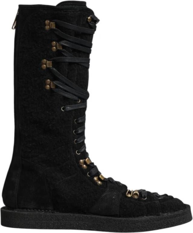 Dolce & Gabbana Luxe Alpaca Wol Suède Laarzen