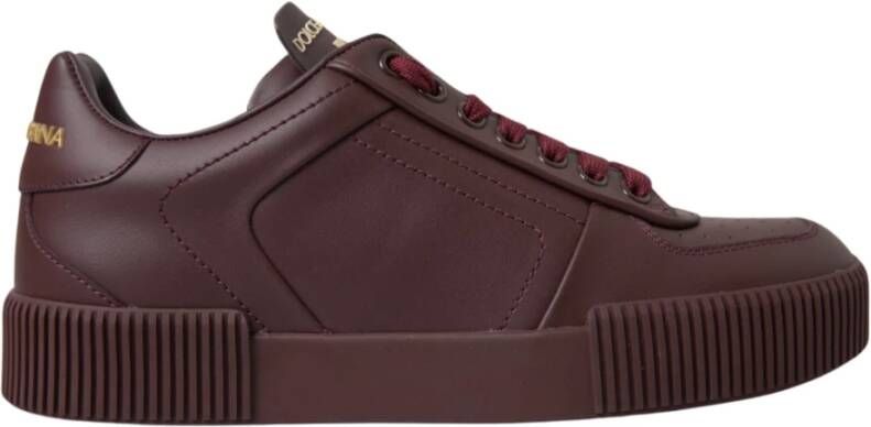 Dolce & Gabbana Luxe Bordeaux Leren Sneakers Brown