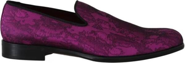 Dolce & Gabbana Luxe Jacquard Loafers Paars Zwart Purple Heren