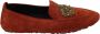 Dolce & Gabbana Luxe Oranje Leren Loafers met Gouden Borduursel Brown Heren - Thumbnail 15