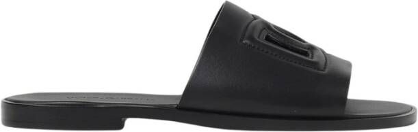 Dolce & Gabbana Gestikte leren slides met uitgesneden details Black Heren