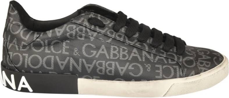 Dolce & Gabbana Donkergrijze en Lichtgrijze Portofino Sneakers Black Heren