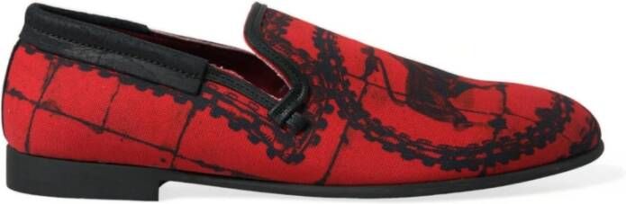 Dolce & Gabbana Rood Zwart Luipaard Loafers Sneakers Schoenen Multicolor Heren