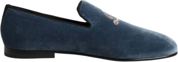 Dolce & Gabbana Luxe Velvet Logo Loafers Leren Zool