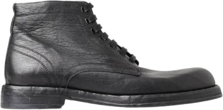 Dolce & Gabbana Luxe Zwarte Leren Veterschoenen