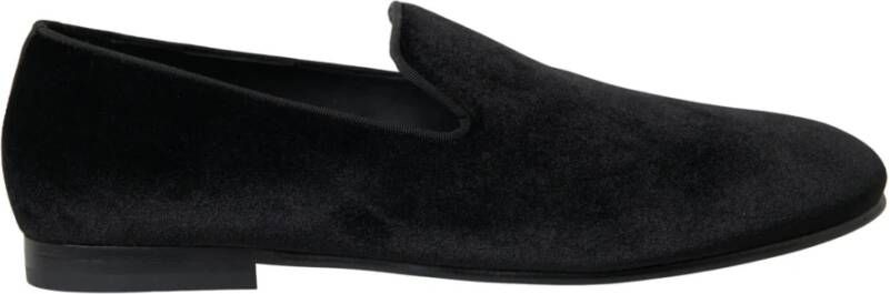 Dolce & Gabbana Luxe Zwarte Velvet Loafers Black Heren